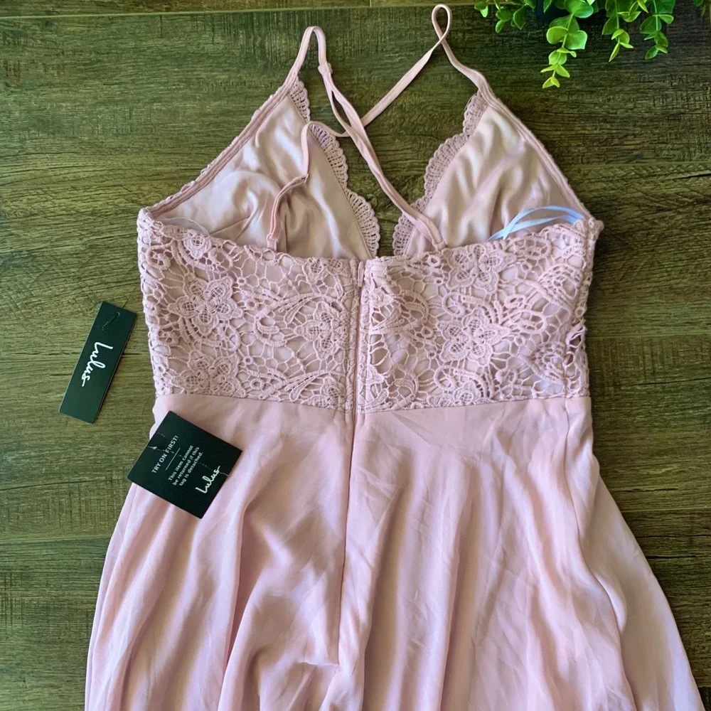 NWT LuLus Madalyn Dusty Lavender Lace Maxi Dress M - Picture 12 of 13